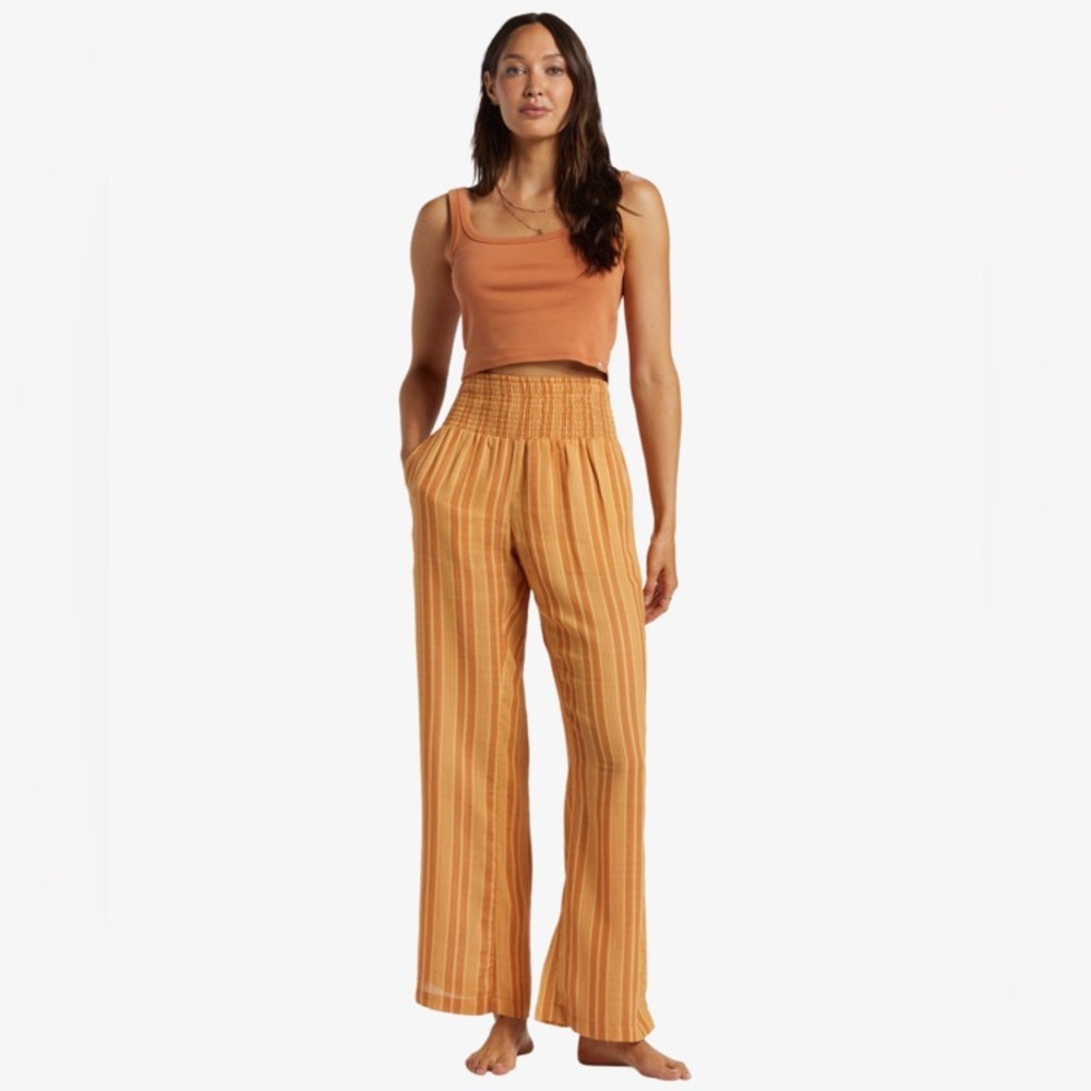 BILLABONG NEW WAVES 2 WIDE LEG PANTS IN PEACHPUNCH